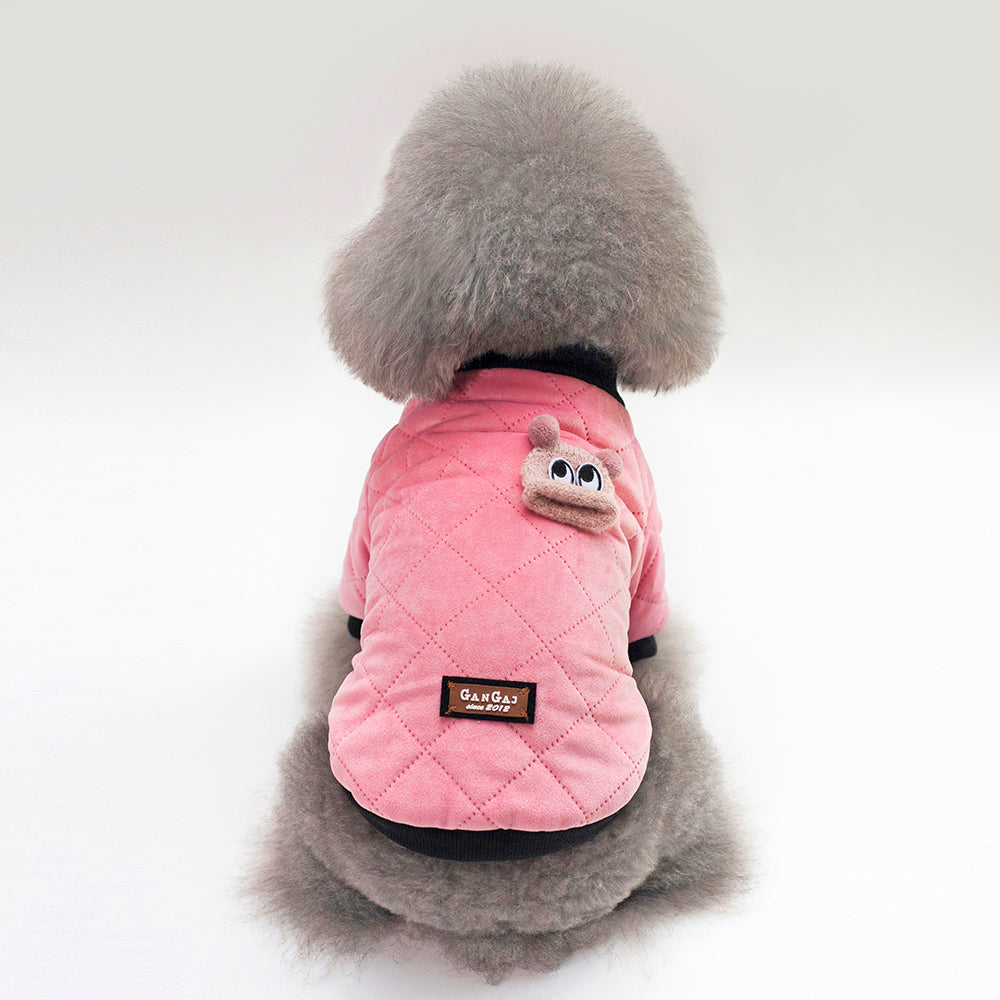 KFX-3620669 Plaid Cotton Jacket for Small Dogs in Black and Pink for Autumn and Winter