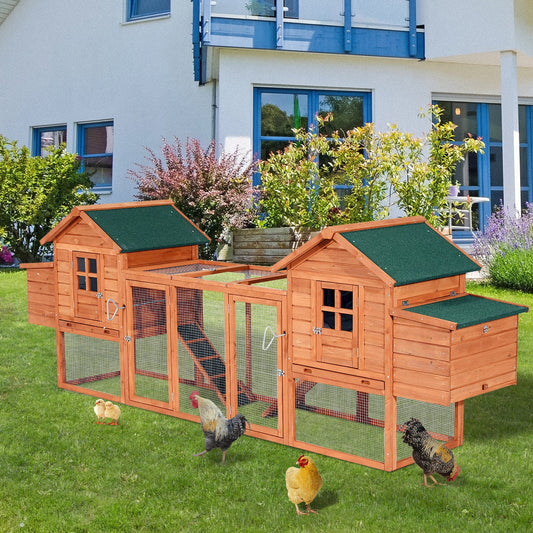 KFX-3624637 Large Outdoor Dual Chicken Coop with Nesting Boxes and Ramps for Structured Poultry Living