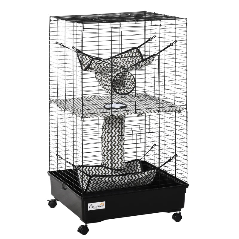KFX-3657405 Large Small Animal Cage with Rolling Wheels, Multiple Platforms, and Easy Cleaning
