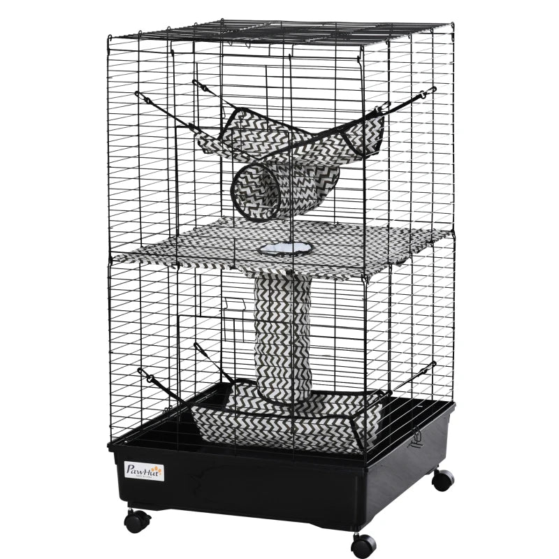 KFX-3657405 Large Small Animal Cage with Rolling Wheels, Multiple Platforms, and Easy Cleaning