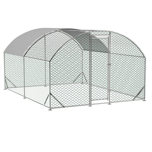 KFX-3690173 Large Metal Chicken Coop with Waterproof and UV-Resistant Cover - Walk-In Outdoor Run, 9.84 x 13.12 x 6.56 Ft