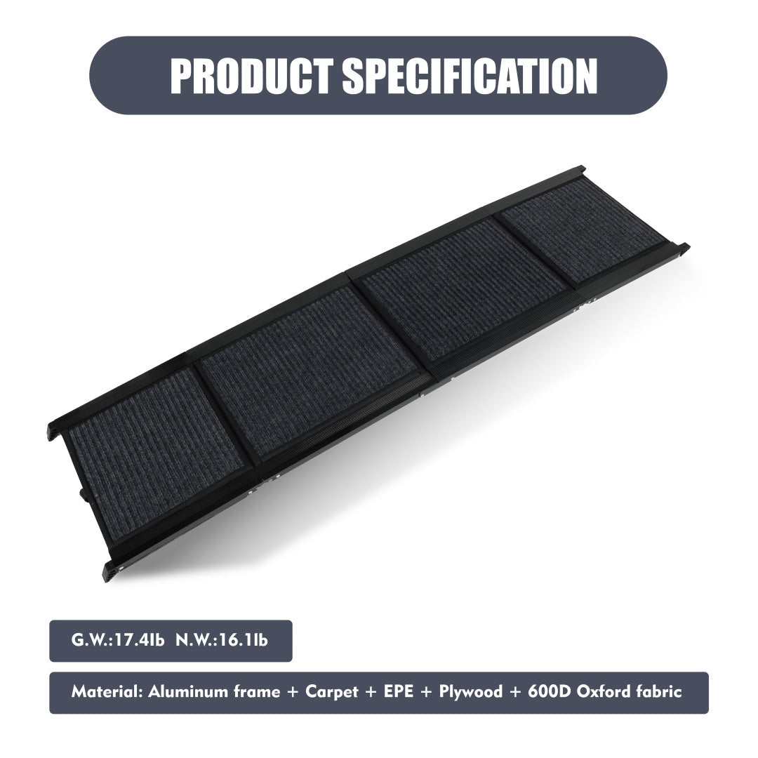 KFX-3695549 Large Folding Dog Ramp for Cars and SUVs, Non-Slip Surface, Up to 250lbs, Portable Pet Steps for Medium & Large Dogs