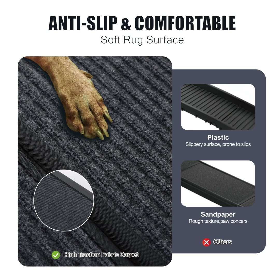 KFX-3695549 Large Folding Dog Ramp for Cars and SUVs, Non-Slip Surface, Up to 250lbs, Portable Pet Steps for Medium & Large Dogs