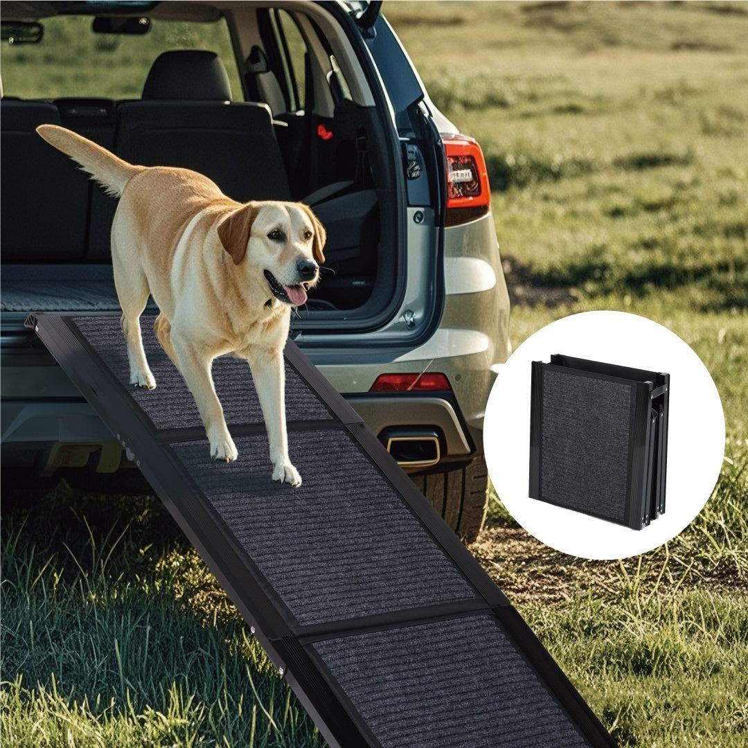 KFX-3695549 Large Folding Dog Ramp for Cars and SUVs, Non-Slip Surface, Up to 250lbs, Portable Pet Steps for Medium & Large Dogs