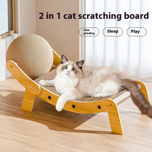 KFX-3697341 Sisal Corrugated Paper Cat Recliner Scratch Board with Interactive Capture Ball