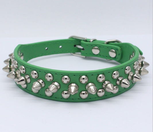 KFX-3715517 Stylish PU Leather Dog Collar with Durable Canvas Lining and Zinc Alloy Accents