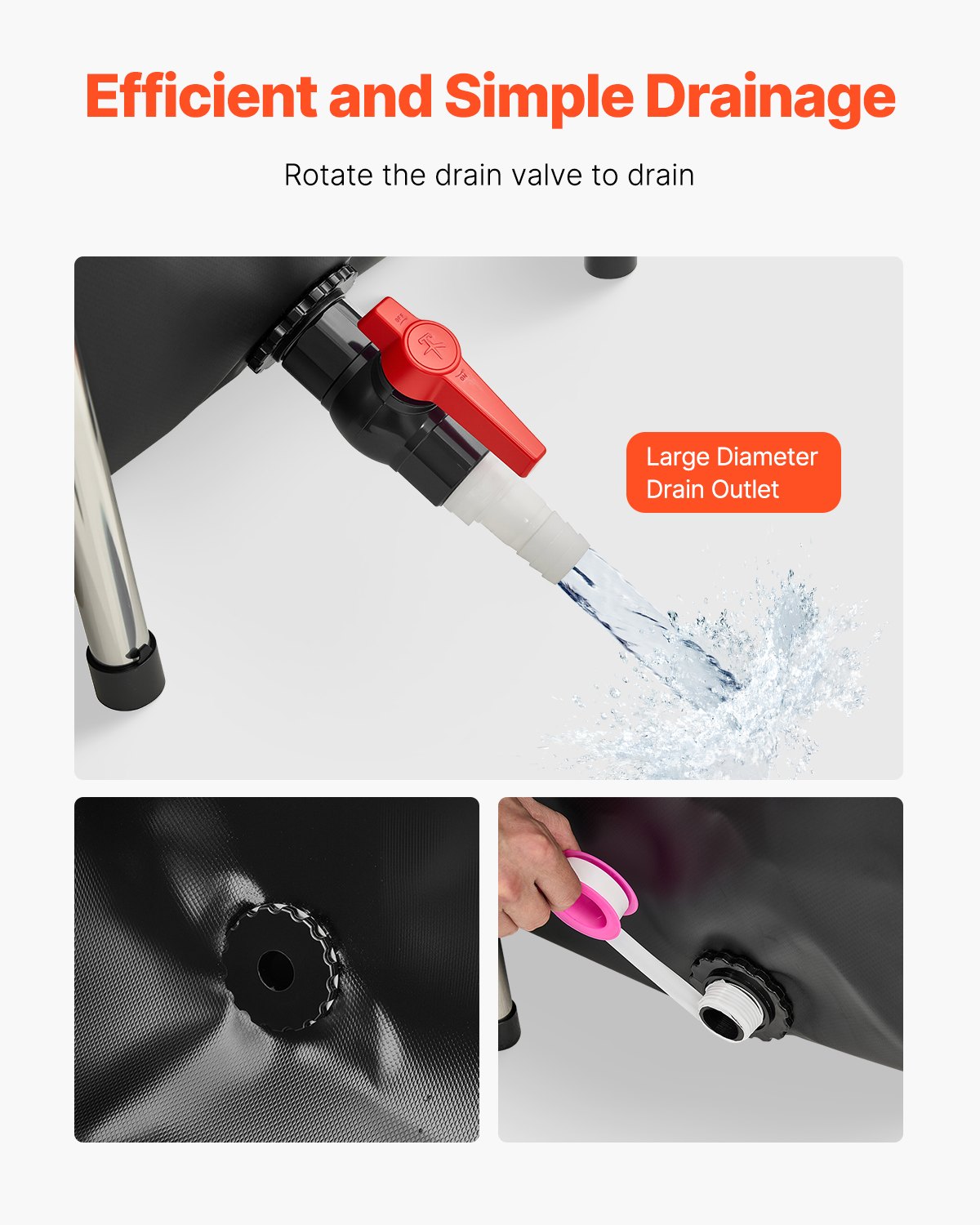 KFX-3739837 270 Gallon Above Ground Canvas Fish Pond with Clear Viewing Panel and Quick Drainage System