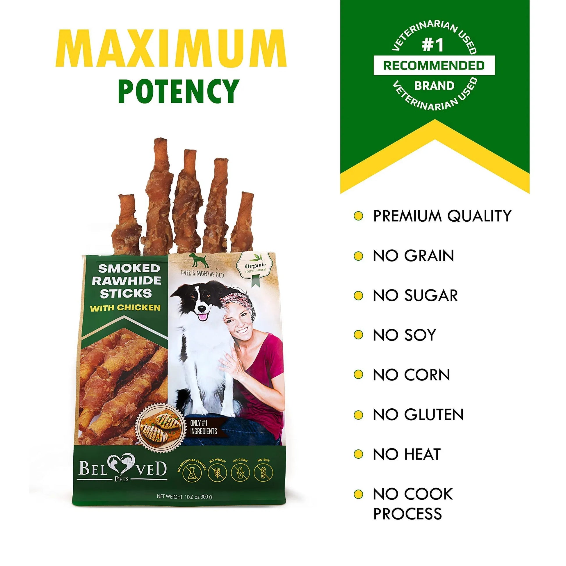 KFX-3763645 Natural Chicken-Wrapped Rawhide Chews for Dogs - Grain-Free, Healthy Treats for Dental Care and Training