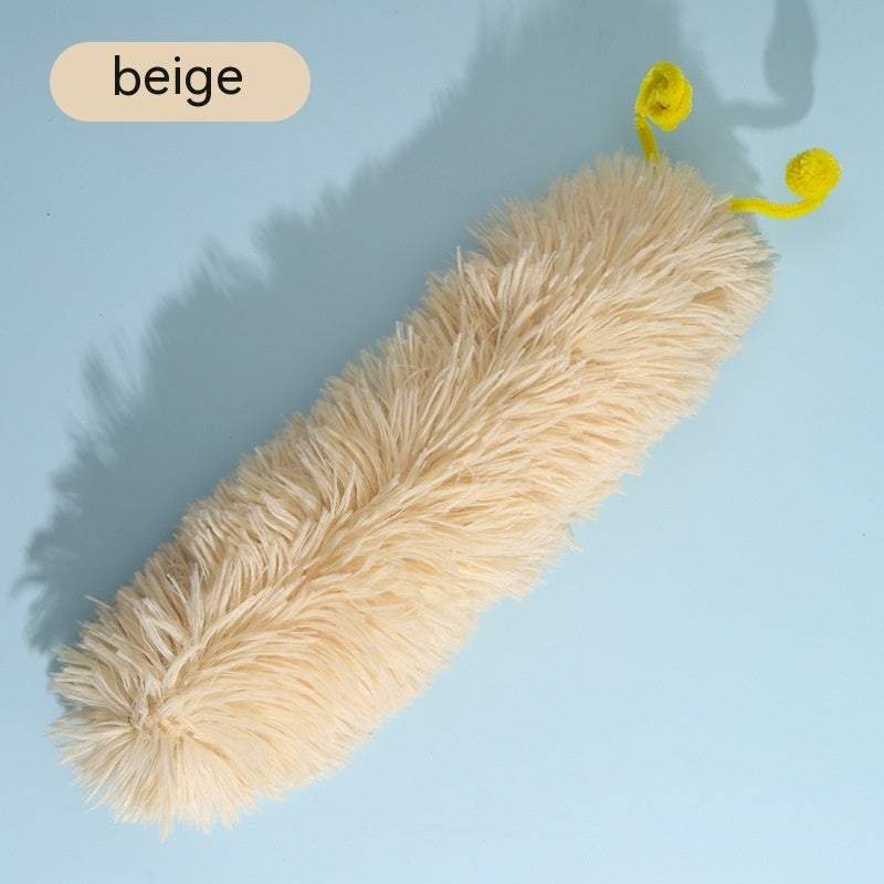 KFX-3766205 Plush Caterpillar Cat Toy for Stress Relief, Bite-Resistant, 36cm in Rubber Pink, Beige, Grass, Cement Gray, Noble Purple