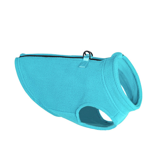 KFX-3774397 Pet Fleece Zipper Vest Sweater in Blue, Red, Pink, and Cyan - Sizes S to XL