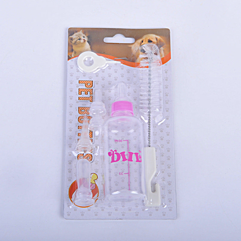 KFX-3775165 Pet Water Bottle Set with Rubber Nipple - 60ml Non-Toxic Plastic