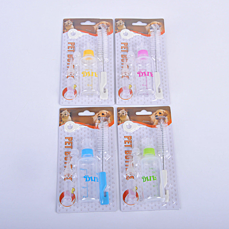 KFX-3775165 Pet Water Bottle Set with Rubber Nipple - 60ml Non-Toxic Plastic