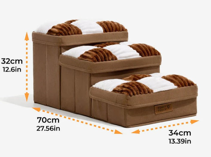 KFX-3795645 Handmade Dog Stairs with Storage Space and Grid Pattern Design