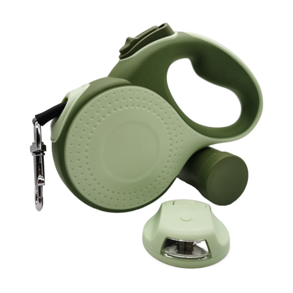 KFX-3800125 Automatic Retractable Dog Leash with Trash Bag Dispenser in White and Green Options
