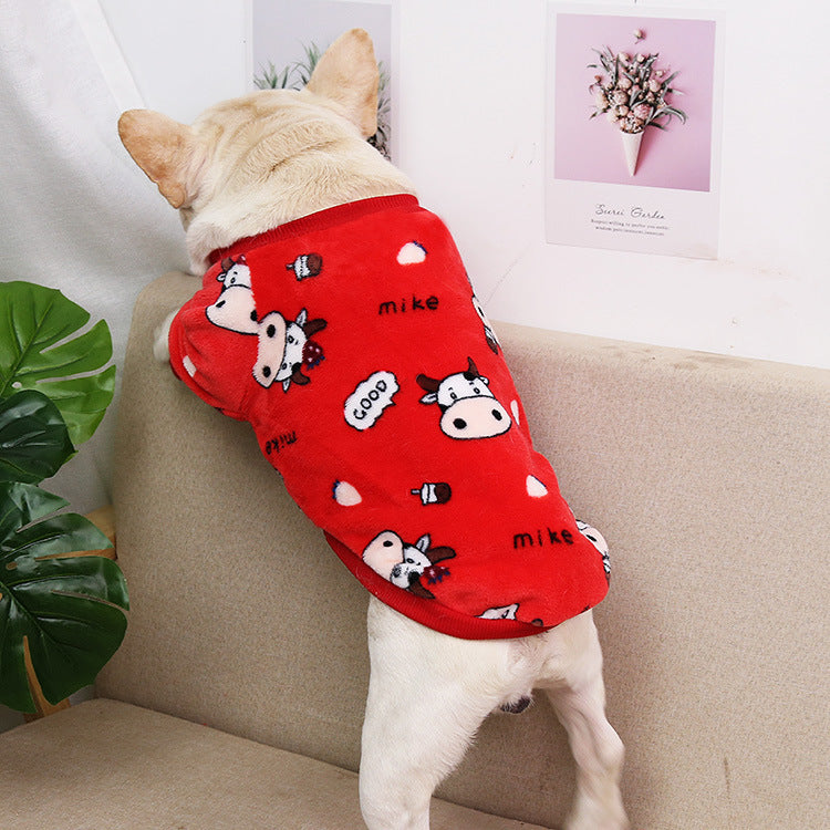 KFX-3802941 Cozy Coral Fleece Autumn and Winter Pajamas Jacket for Pets