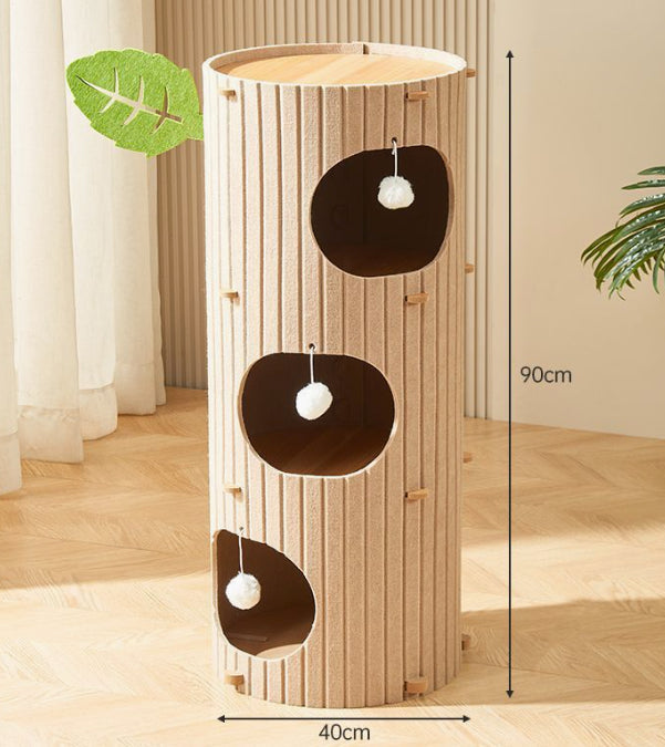 KFX-3828413 Cat Scratch Board Felt Nest for Cats - Wine Red & Camel Variants, Multi-layer Options Available