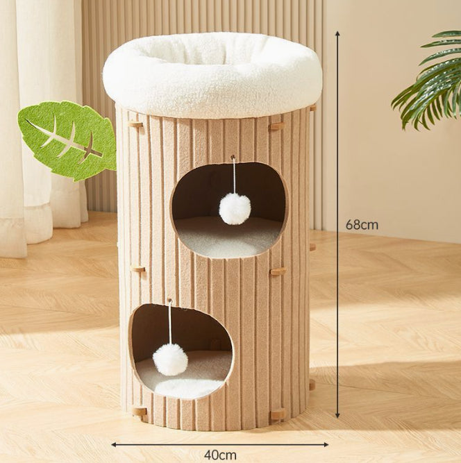 KFX-3828413 Cat Scratch Board Felt Nest for Cats - Wine Red & Camel Variants, Multi-layer Options Available