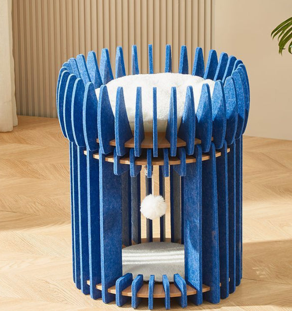 KFX-3828413 Cat Scratch Board Felt Nest for Cats - Wine Red & Camel Variants, Multi-layer Options Available