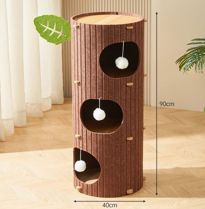 KFX-3828413 Cat Scratch Board Felt Nest for Cats - Wine Red & Camel Variants, Multi-layer Options Available