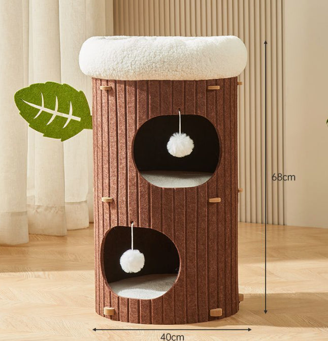 KFX-3828413 Cat Scratch Board Felt Nest for Cats - Wine Red & Camel Variants, Multi-layer Options Available