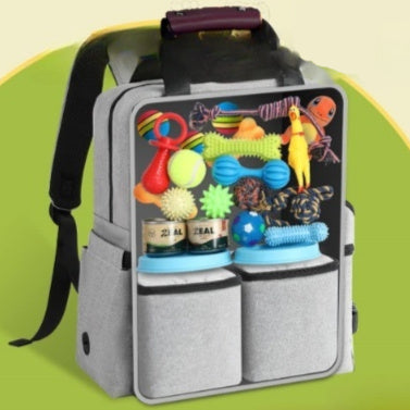 KFX-3841085 Large Capacity Gray Pet Outdoor Bag with Tableware Set and Accessories