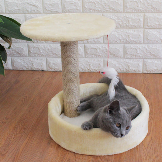 KFX-3892157 Cozy Small Cat Tree with Sisal Toy and Jumping Platform for Cats Up to 6kg