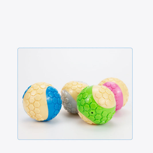 KFX-3930045 Interactive Bite-Resistant TPR Colorful Grid Ball Dog Toy - 6CM Diameter