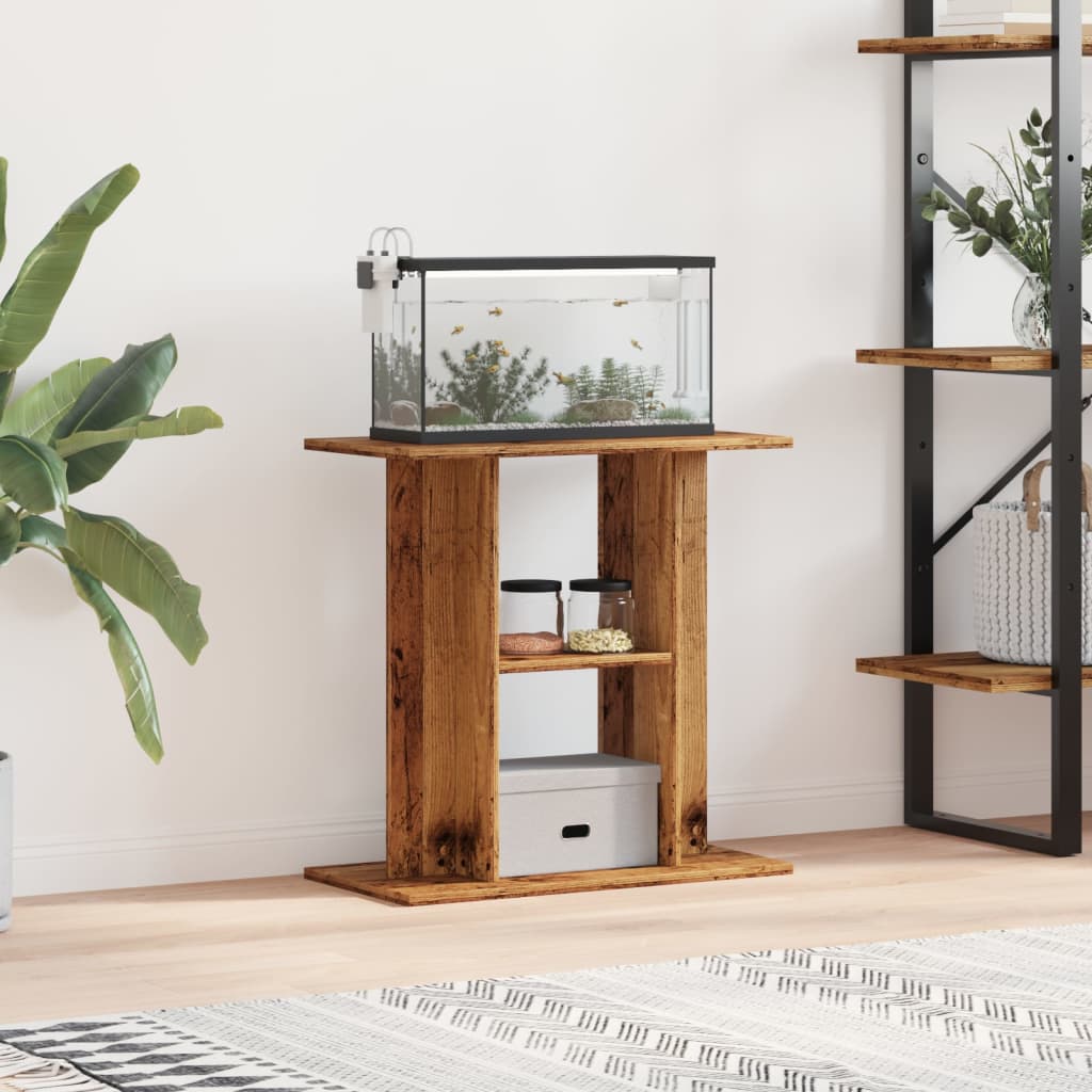 KFX-4034749 Aquarium Stand in Engineered Wood with Ample Storage and Wall Bracket for Stability