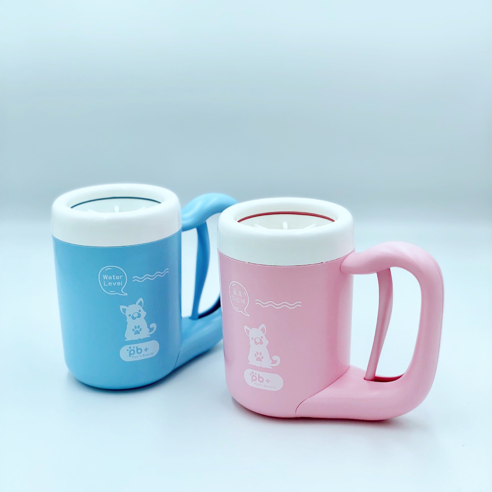 KFX-4039101 Pet Paw Washer - Antibacterial Silicone Brush & ABS Plastic, Size Medium/Sakura/Sky Blue