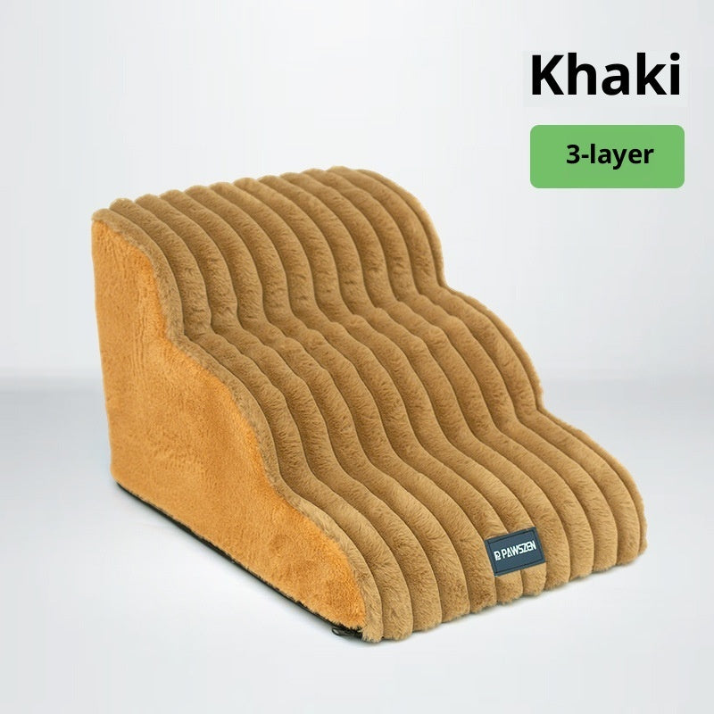 KFX-4055997 Removable and Washable Non-Slip Dog Ladder in White, Gray, and Khaki - Multi-Story Options Available