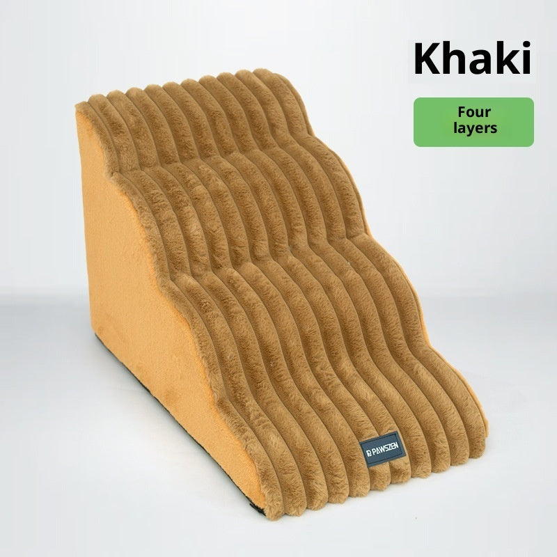 KFX-4055997 Removable and Washable Non-Slip Dog Ladder in White, Gray, and Khaki - Multi-Story Options Available