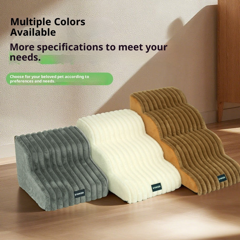 KFX-4055997 Removable and Washable Non-Slip Dog Ladder in White, Gray, and Khaki - Multi-Story Options Available