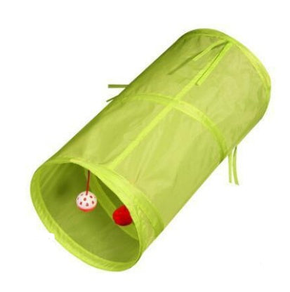 KFX-4057789 Collapsible Two-Way Cat Tunnel with Polyester Fabric for Pet Playtime