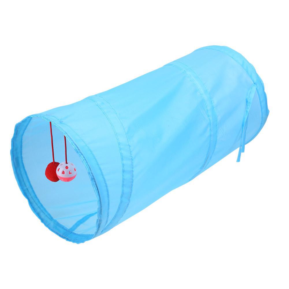 KFX-4057789 Collapsible Two-Way Cat Tunnel with Polyester Fabric for Pet Playtime