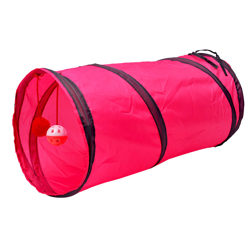 KFX-4057789 Collapsible Two-Way Cat Tunnel with Polyester Fabric for Pet Playtime