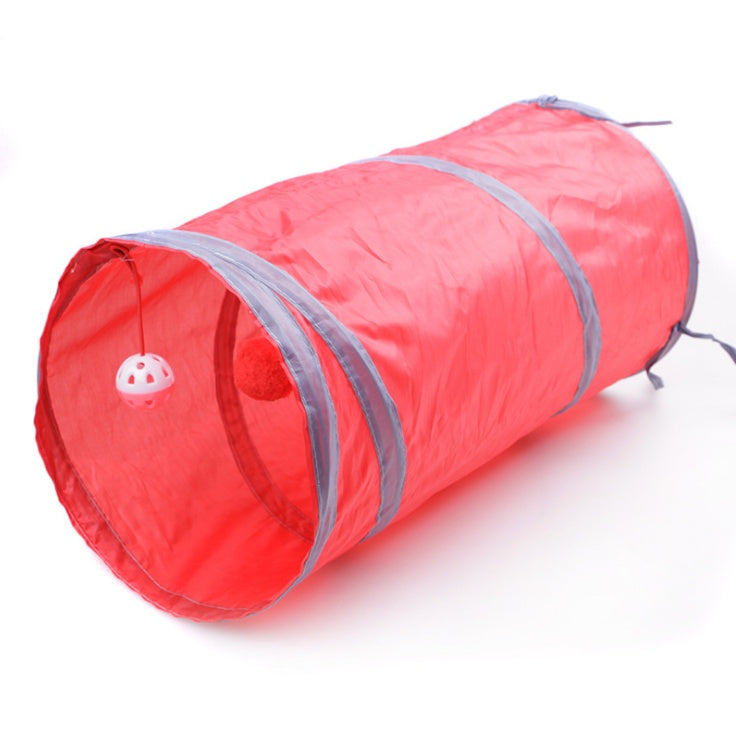 KFX-4057789 Collapsible Two-Way Cat Tunnel with Polyester Fabric for Pet Playtime