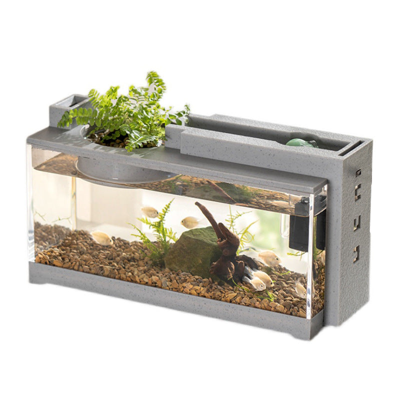 KFX-4067517 Creative Small Fish Tank with Built-in Light and Mute Water Pump