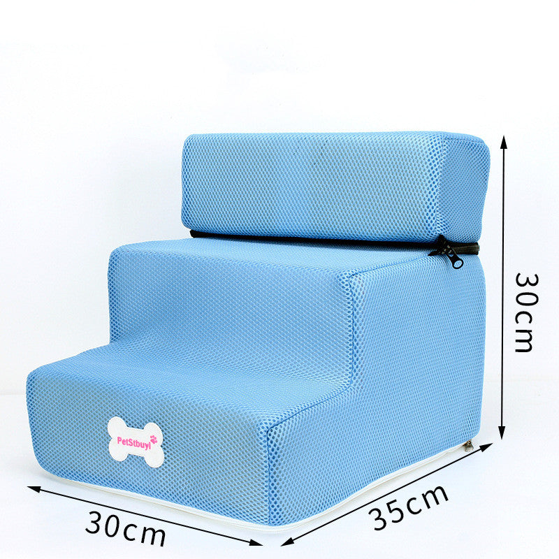 KFX-4088765 Pet Climbing Ladder with Breathable Mesh and High-Resilience Sponge, Detachable Design, 35x30x30CM