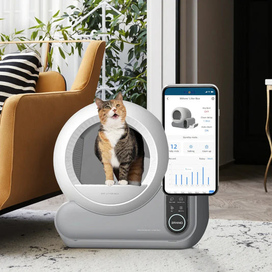 KFX-409107 100L Eco-Friendly Automatic Self-Cleaning Cat Litter Box with Odor Control and App Monitoring