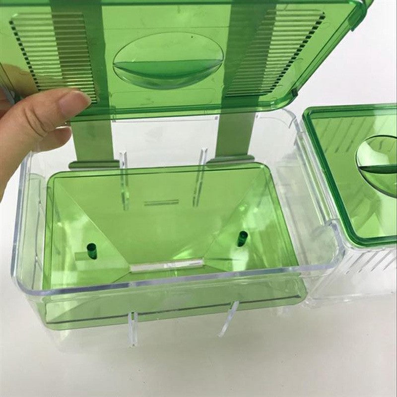 KFX-4100285 Hatching Box for Guppy and Betta Fish - Dual Layer Isolation Tank with Floating Design and Feeding Access