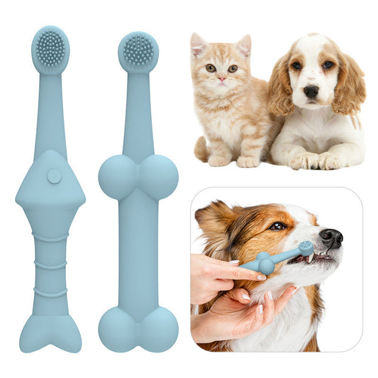 KFX-4104637 Pet Silicone Finger Toothbrush Set for Effective Oral Cleaning - Multiple Colors Available