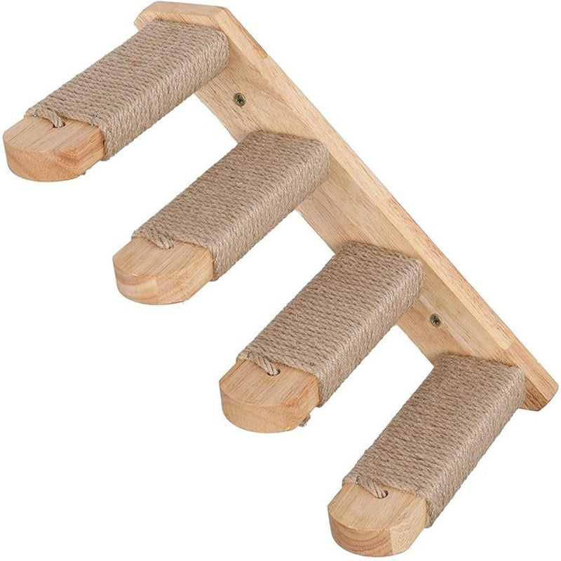 KFX-4121533 Wooden Multi-layer Cat Wall Ladder Stairs Springboard Toy - Pine Material