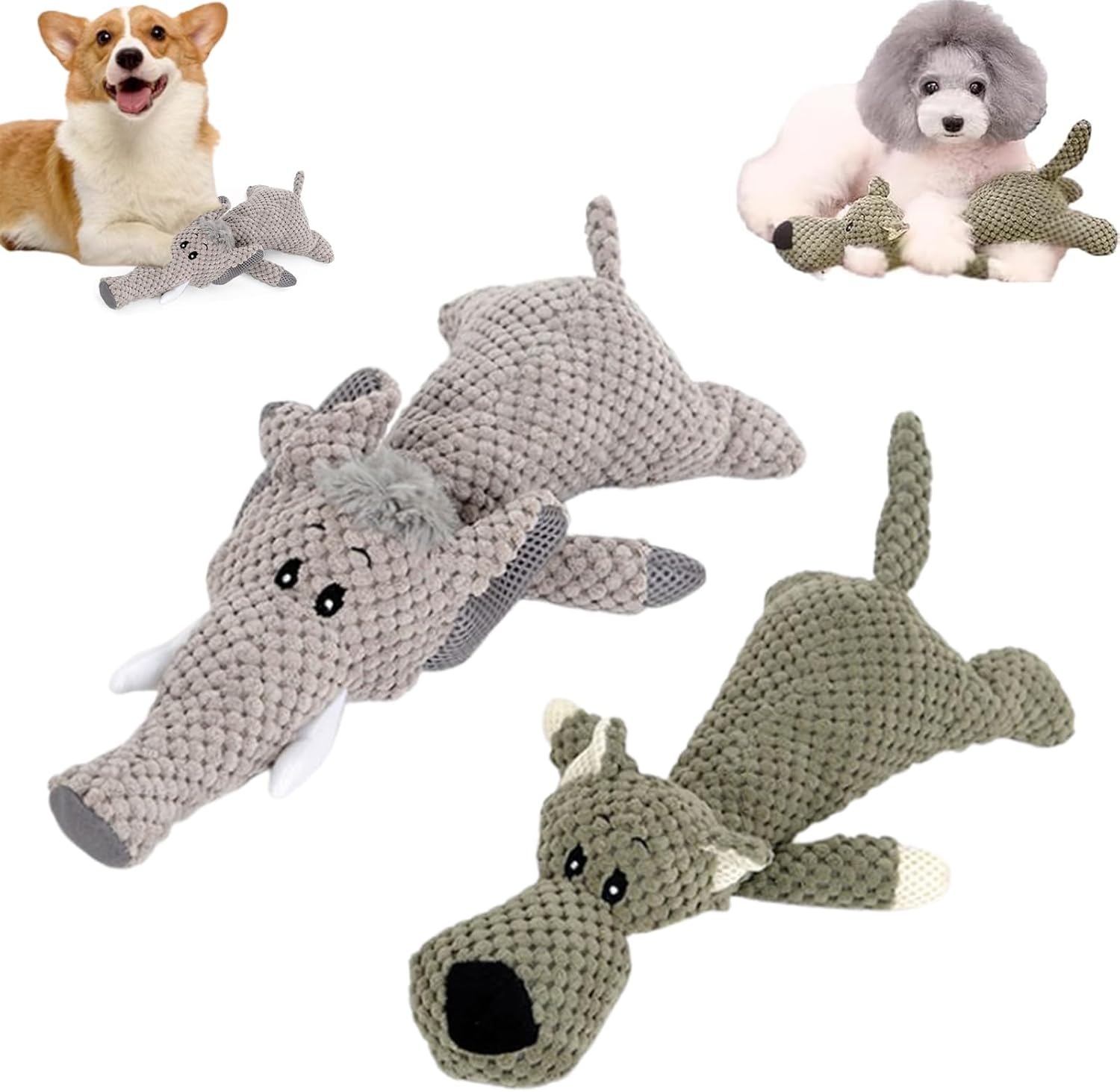 KFX-4126653 Indestructible Dog Chew Toy for Heavy Chewers - Plush Rope Squeaky Toy with Teeth Cleaning Features