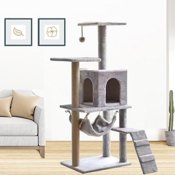 KFX-4187069 Light Gray Cat Tower with Integrated Design for Space Efficiency