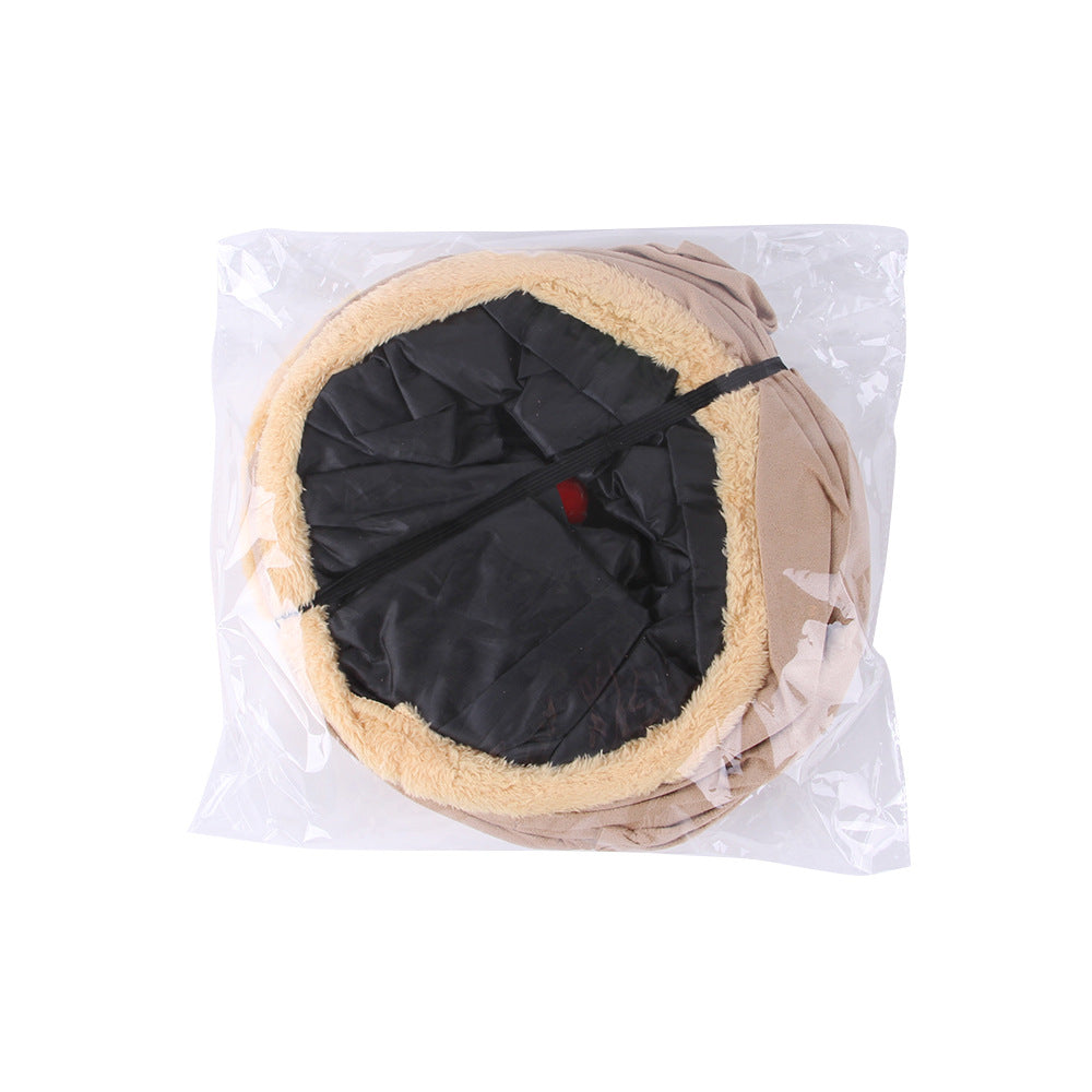 KFX-4214461 Khaki & Gray Suede Cat Tunnel Toy for Playful Pets