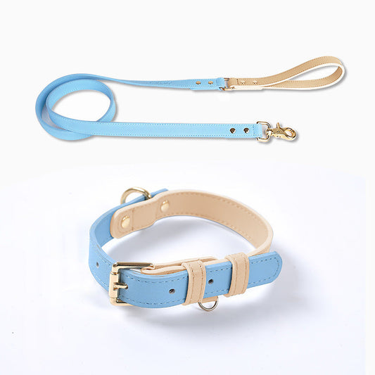 KFX-4226109 Leather Pet Dog Leash and Collar Set for Small, Medium, and Large Dogs