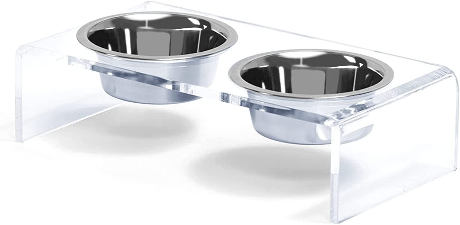 KFX-4252605 Acrylic Pet Feeder - Eco-Friendly Transparent Feeding Rack for Cats and Dogs