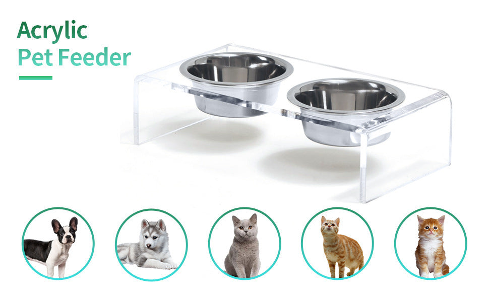 KFX-4252605 Acrylic Pet Feeder - Eco-Friendly Transparent Feeding Rack for Cats and Dogs