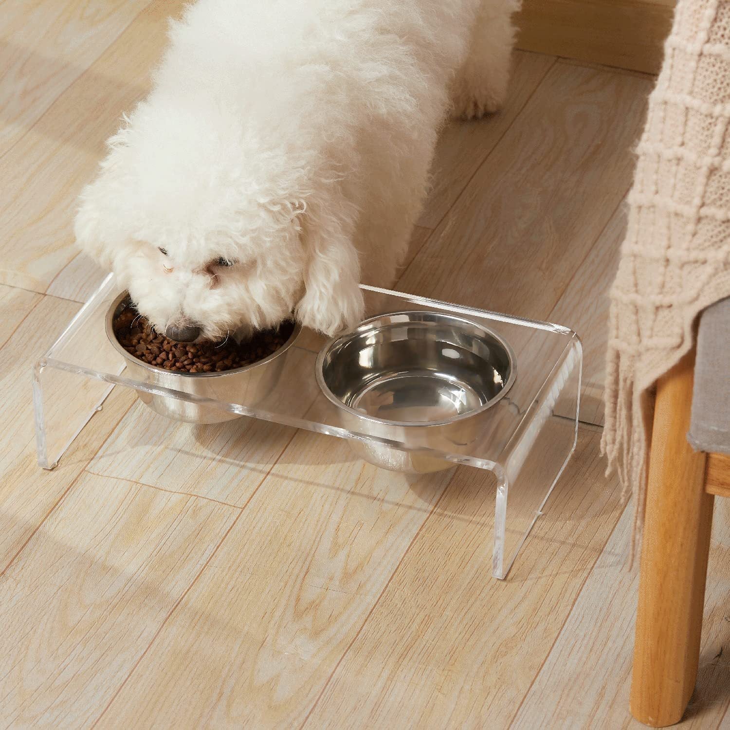 KFX-4252605 Acrylic Pet Feeder - Eco-Friendly Transparent Feeding Rack for Cats and Dogs