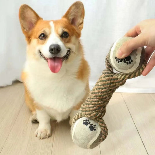 KFX-4257725 Durable Cotton Rope Knot Toy for Medium and Large Dogs - Interactive Chewing Toy